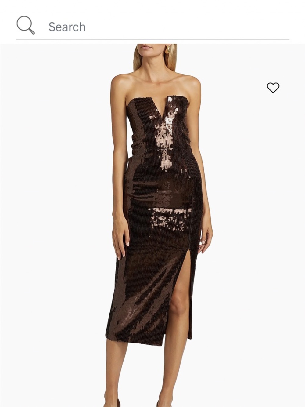 NWOT Generation Love Blaine Brown Sequin Strapless Midi Dress with Slit size XS